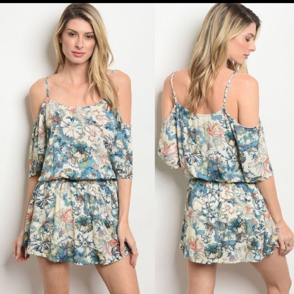 Beautiful Blue Floral Romper/Skort NWT